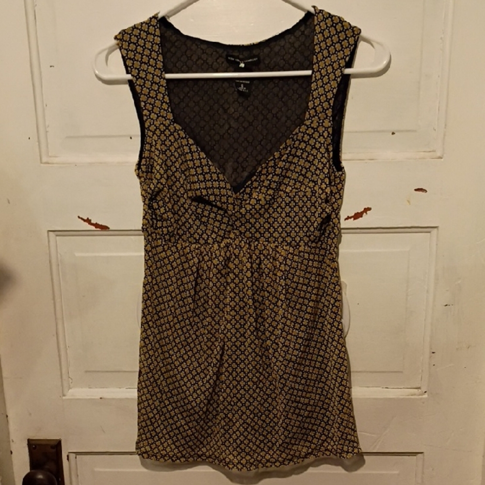 New York & Company Black and Gold Mini Dress